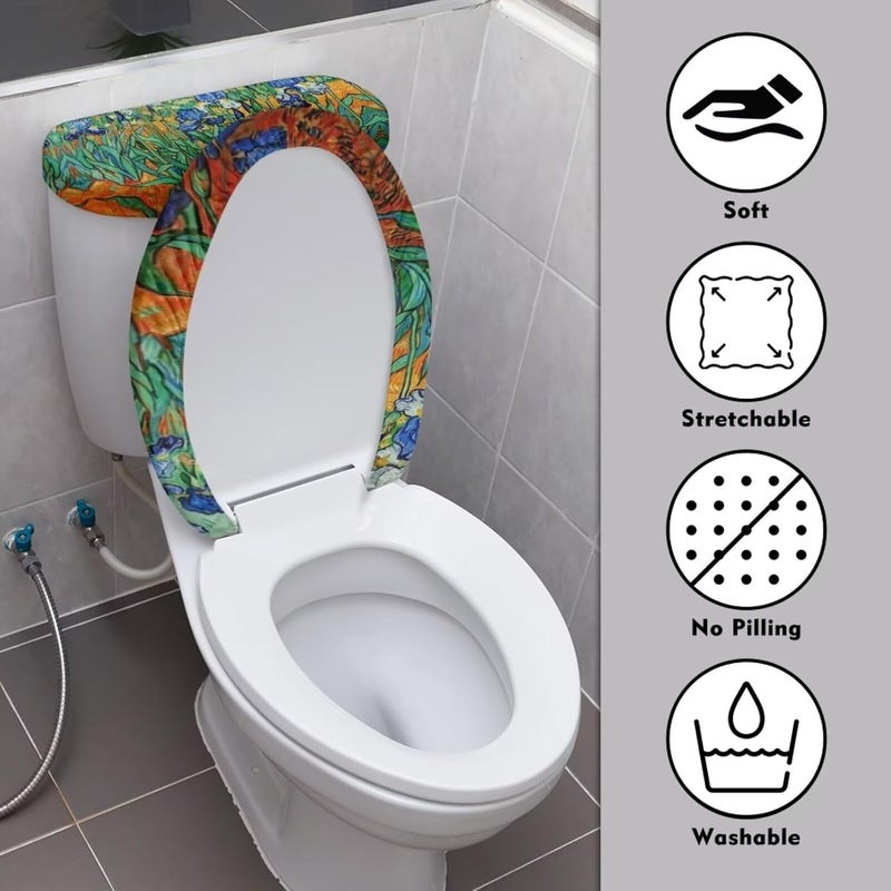 Flashideas Van Gogh Iris Toilet Lid Cover and Toilet Tank Cover Soft Plush Seat Covers Tank Lip Covers Fits Most Toilet Tanks & Lids Bathroom Decoration Accessories - Image 3